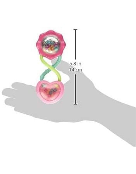 Bright Starts Rattle & Shake BPA-Free Baby Barbell Toy, Pink, Ages 3 Months+