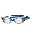 Zoggs Predator Flex Goggles, UV Protection Swim Goggles, Quick Adjust Swim Goggle Straps, Fog Free Adult Swim Goggle Lenses, Goggle, Ultra Fit, Grey/Blue/Clear - Smaller Fit
