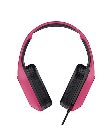 Trust Gaming GXT 415P Zirox Lightweight Gaming Headset with 50mm Drivers for PC, Xbox, PS4, PS5, Switch, Mobile, 3.5 mm Jack, 2m Cable, Foldaway Microphone, Over-Ear Wired Headphones - Pink