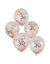 Ginger Ray Hello 30 Milestone Birthday 12" Latex Balloons for 30th Birthday Party Decoration - 5 Pack