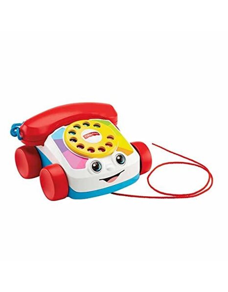 Fisher-Price Toddler Pull Toy Chatter Telephone Pretend Phone with Rotary Dial and Wheels for Walking Play Ages 1+ years, FGW66