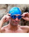 Zoggs Predator Flex Titanium Goggles, UV Protection Swim Goggles, Quick Adjust Swim Goggle Straps, Fog Free Adult Swim Goggle Lenses, Adults 3D Flex Ultra Fit, Blue/Blue/Mirrored Blue - Smaller Fit