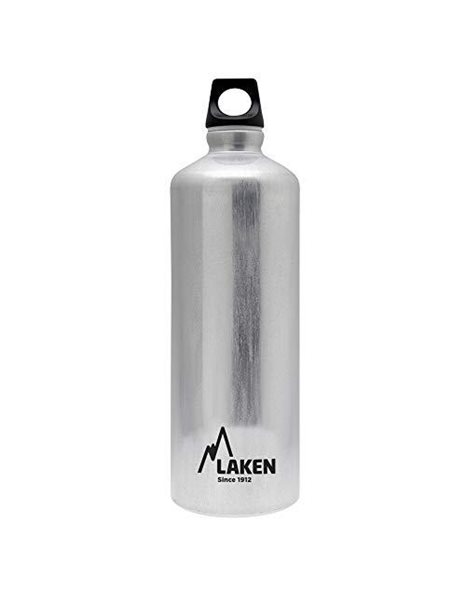 LAKEN Futura Water Bottle with Narrow Mouth, Single Wall Lightweight Aluminum BPA Free, Leak-Proof Screw Cap, 1 Litre, Aluminum