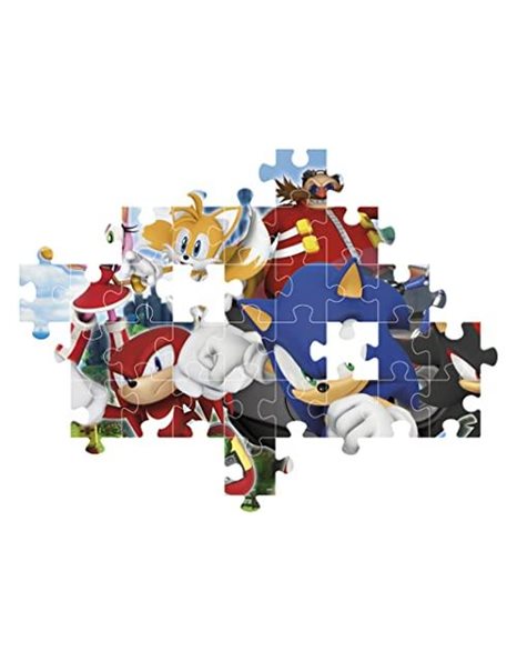 Clementoni 27159 Sonic Supercolor Sonic-104 Pieces-Jigsaw Puzzle for Kids Age 6-Made in Italy, Multi-Coloured