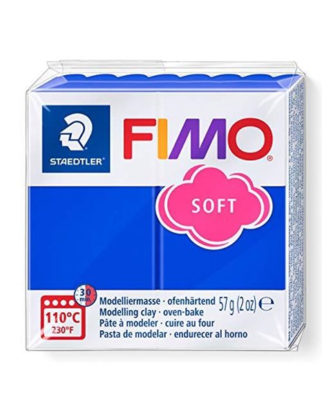 STAEDTLER 8020-33 FIMO Soft Oven-Hardening Polymer Modelling Clay - Brilliant Blue (1 x 57g Block)