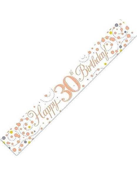 9ft Banner Sparkling Fizz 30th Birthday White & Rose Gold Holographic