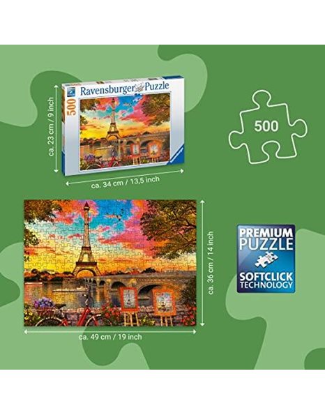 Ravensburger Evening in Paris 500 Piece Jigsaw Puzzles for Adults and Kids Age 10 Years Up [Amazon Exclusive]