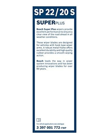 Bosch Wiper Blade Super Plus Spoiler SP22/20S, Length: 550mm/500mm ? Set of Front Wiper Blades