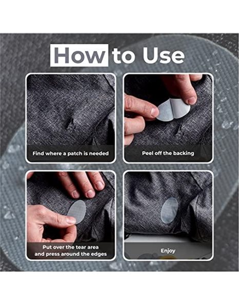 aZengear Repair Patches for Down Jackets | Pre-Cut, Self-Adhesive, Waterproof, Tear-Resistant Polyester Fabric to Fix Holes in Puffer Coats, Clothing, Bags, Tents, RV, PVC (11 Pieces Kit, Silver)
