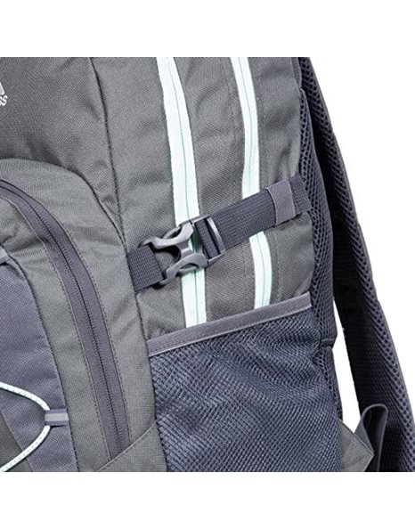 Trespass Albus Backpack Perfect Rucksack for School, Hiking, Camping or Work, Dark Khaki Green With Pale Green Zips, 30 Litre