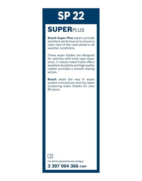 Bosch Wiper Blade Super Plus SP22, Length: 550mm ? Single Front Wiper Blades