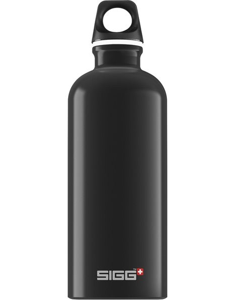 SIGG - Aluminium Water Bottle - Traveller Black - Climate Neutral Certified - Suitable For Carbonated Beverages - Leakproof - Lightweight - BPA Free - Black - 0.6 L