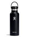 HYDRO FLASK - Water Bottle 532 ml (18 oz) - Vacuum Insulated Stainless Steel Water Bottle with Leak Proof Flex Cap and Powder Coat - BPA-Free - Standard Mouth - Black