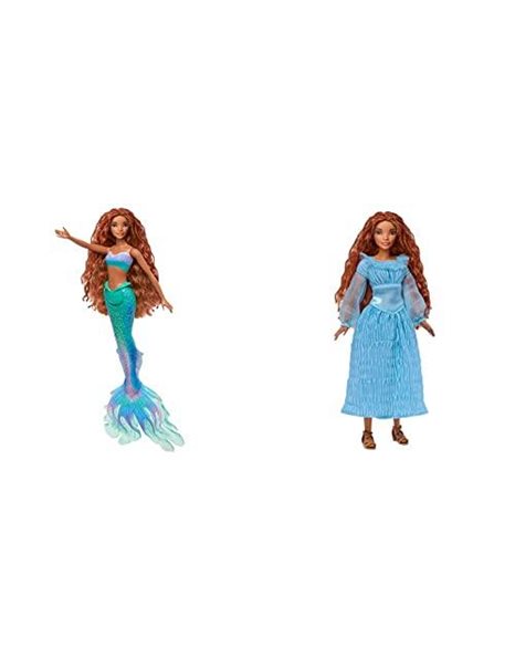 Disney The Little Mermaid Ariel Doll, Mermaid Fashion Doll with Signature Outfit, HLX08 & The Little Mermaid Ariel Fashion Doll on Land in Signature Blue Dress, HLX09