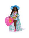 ?Travel Barbie Doll with Beach Fashion, Barbie Extra Fly, Hat and Tropical Coverup with Oversized Bag, HPB14
