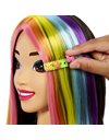 Barbie Doll Deluxe Styling Head with Color Reveal Accessories and Straight Black Neon Rainbow Hair, Doll Head for Hair Styling, HMD81