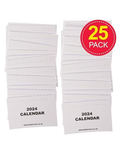 Baker Ross FX873 Calendar Pads 2024 - Pack of 25, Kids Make Your Own Calendar Craft Accessories