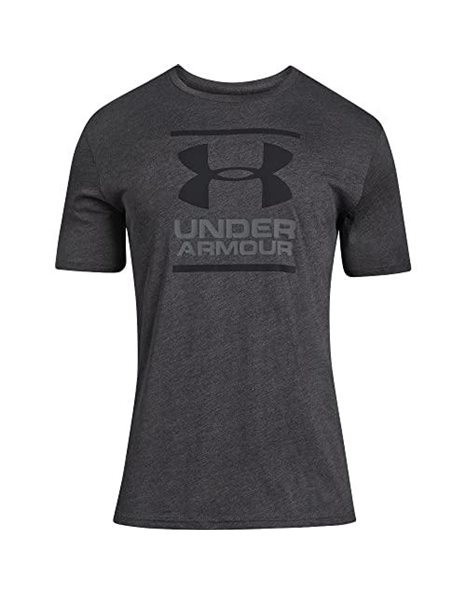 Under Armour UA GL Foundation Short Sleeve Tee, Super Soft Mens T Shirt for Training and Fitness, Fast-Drying Mens T Shirt with Graphic Men, Charcoal Medium Heather / Graphite / Black, L