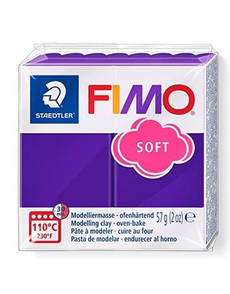 STAEDTLER 8020-63 FIMO Soft Oven-Hardening Polymer Modelling Clay - Plum (1 x 57g Block)