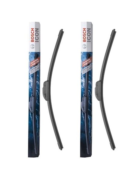 Bosch ICON Wiper Blades 20A18A (Set of 2) Fits Ford: 07-05 Escape, Hyundai: 03-96 Elantra, Mazda: 06-05 Tribute, Nissan: 09-03 350Z +More, Up to 40% Longer Life, Frustration Free Packaging