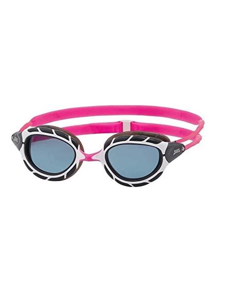 Zoggs Predator Goggles, UV Protection Swim Goggles, Quick Adjust Swim Goggle Straps, Fog Free Adult Swim Goggle Lenses, Goggle, Ultra Fit, Pink/White/Tint Smoke - Regular Fit