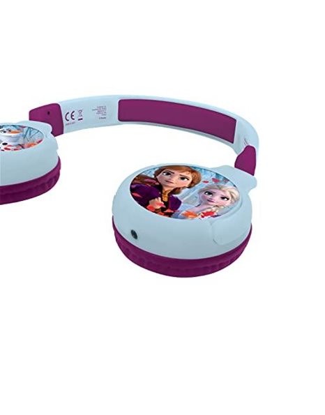 LEXIBOOK HPBT010FZ Disney Frozen-2-in-1 Bluetooth Headphones, Stereo Wireless Wired, Kids Safe for Boys Girls, Foldable, Adjustable, Blue/Purple, Frozen
