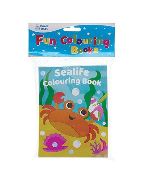 Baker Ross FC993 Sealife Mini Colouring Books for Kids - Pack of 12, Entertaining Travel Activities and Party Favours, Sealife