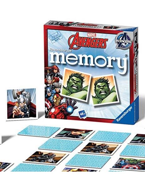 Ravensburger Marvel Avengers Mini Memory Game - Matching Picture Snap Pairs Game For Kids Age 3 Years and Up - Hulk, Thor, Iron Man & More,Black