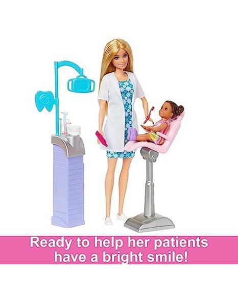 Barbie Careers Dentist Doll and Playset with Accessories, Medical Doctor Set, Barbie Toys, HKT69