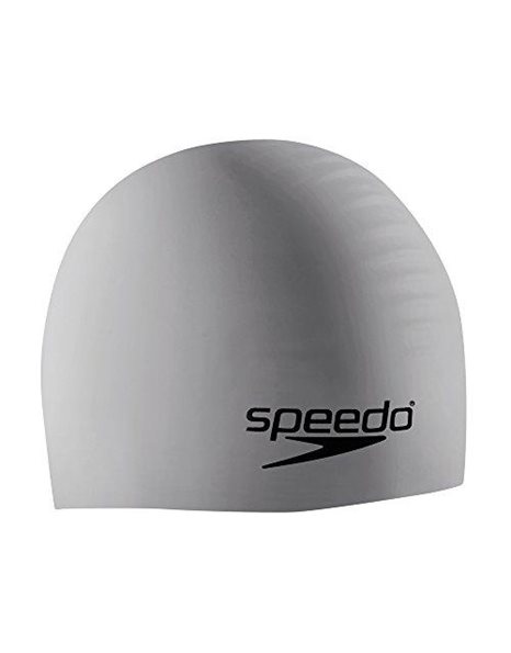 Speedo Unisex Silicone Swim Cap, Silver, One Size UK