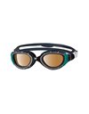 Zoggs Predator Flex Goggle, UV Protection Swim Goggles,Black / Green /Polarized Copper, small