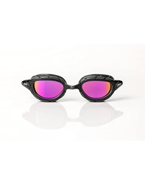 Zoggs Predator Titanium flex Goggles, UV Protection Swim Goggles, Quick Adjust Swim Goggle Straps, Fog Free Adult Swim Goggle Lenses, Goggle, Ultra Fit, Grey/Black/Mirrored Pink - Smaller Fit