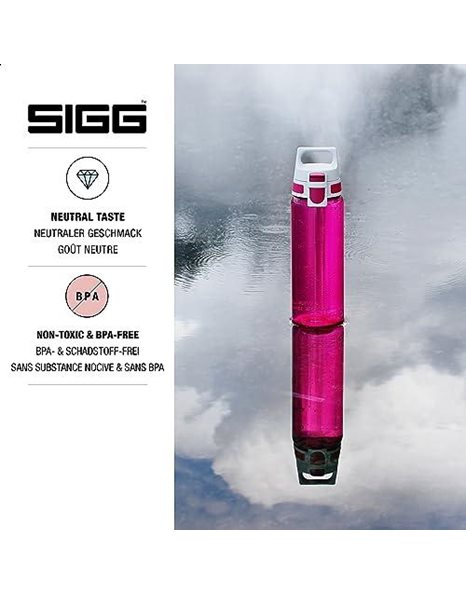 SIGG - Tritan Water Bottle - Total Color ONE - Suitable For Carbonated Beverages - Dishwasher Safe - Leakproof - Featherweight BPA Free - 0.6L / 1L, Berry