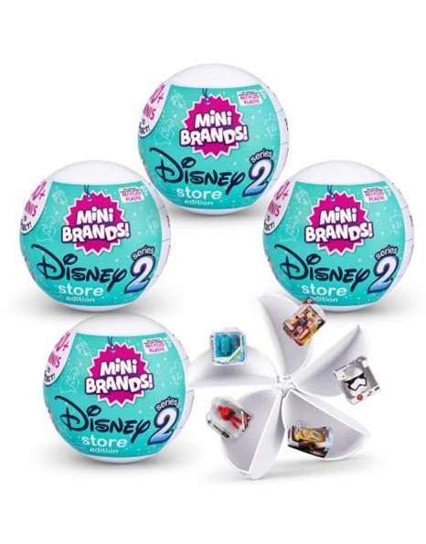 5 Surprise Mini Brands Disney Store Series 2 Mystery Capsule Collectible Toy (4 Pack)