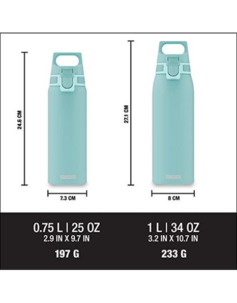 SIGG - Stainless Steel Water Bottle - Shield ONE Glacier - Suitable For Carbonated Beverages - Leakproof - Lightweight - BPA Free - Glacier - 1 L