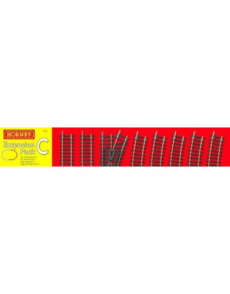 Hornby R8223 OO Gauge Track Extension Pack C - Extra Track Pieces for Model Railway Sets, Model Train Track Pieces, Includes - Straights, Curves, Double Curves & Right Hand Point - Scale 1:76