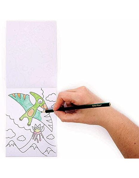 Baker Ross FC991 Dinosaur Mini Colouring Books for Kids - Pack of 12, Entertaining Travel Activities and Party Favours, Dinosaur