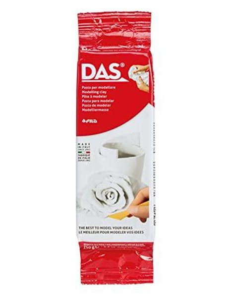 DAS White 250g Air Hardening Modelling Clay in a Hangable Pack, Non Bake, Ready To Use, Suitable for All Ages, Ideal for Professionals & Hobbyists