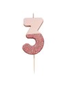 Talking Tables Rose Gold Glitter Number 3 Candle | Premium Quality Cake Topper Decoration | Pretty, Sparkly for Kids, Adults, 30th Birthday Party, Anniversary, Milestone, RoseGold3