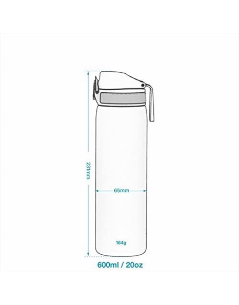 Ion8 Steel Water Bottle, 600ml, Leak Proof, One-Finger Open, Dishwasher Safe, Hygienic Flip Cover, Fits Cup Holders, Spill-free On-The-Go, Carry Handle, Durable, Metallic Blue