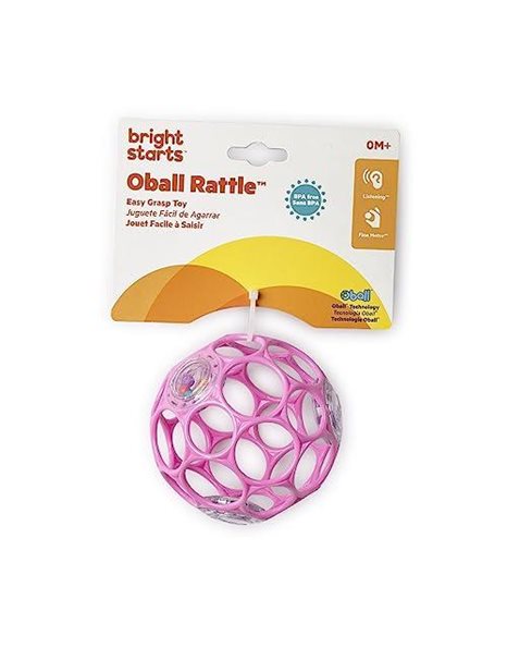 Bright Starts Oball Rattle Easy-Grasp Toy - Pink, Ages Newborn+