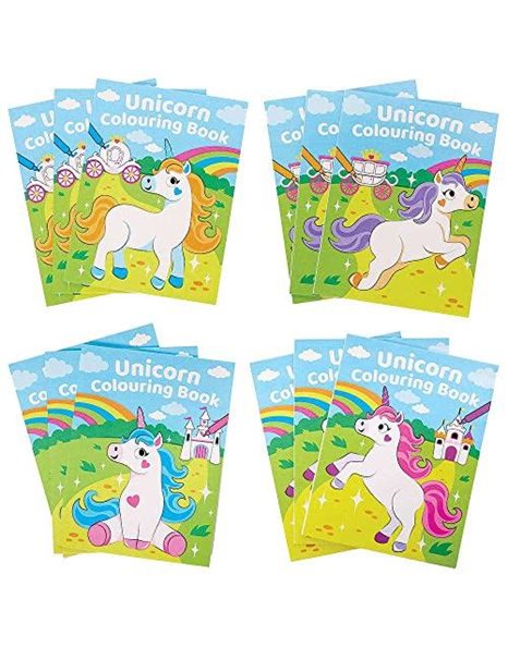 Baker Ross FC990 Unicorn Mini Colouring Books for Kids - Pack of 12, Entertaining Travel Activities and Party Favours, Unicorn