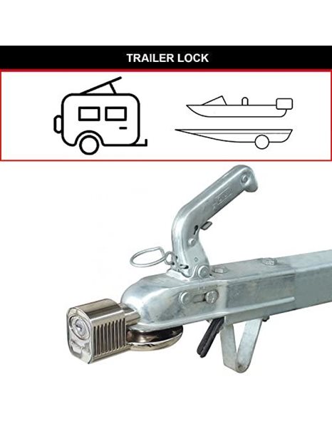 MASTER LOCK Heavy Duty Trailer Lock, Universal Hitch Lock, Aluminium, Outdoor, 60 x 135 x 90 mm