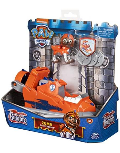 PAW PATROL, Rescue Knights Zuma Transforming Toy Car with Collectible Action Figure, Kids’ Toys for Ages 3 and up