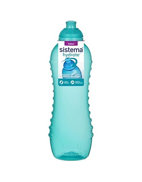 Sistema Twist n Sip Squeeze Sports Water Bottle, Leakproof Water Bottle, BPA-Free, Assorted Colours, 620 ml
