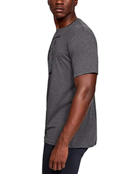 Under Armour UA GL Foundation Short Sleeve Tee, Super Soft Mens T Shirt for Training and Fitness, Fast-Drying Mens T Shirt with Graphic Men, Charcoal Medium Heather / Graphite / Black, L