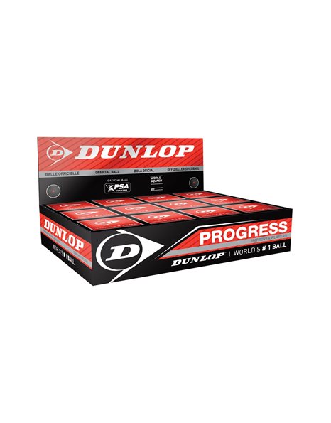 Dunlop Squash Balls Progress Red, 12 Balls, for Recreational and Hobby Players - Medium Speed