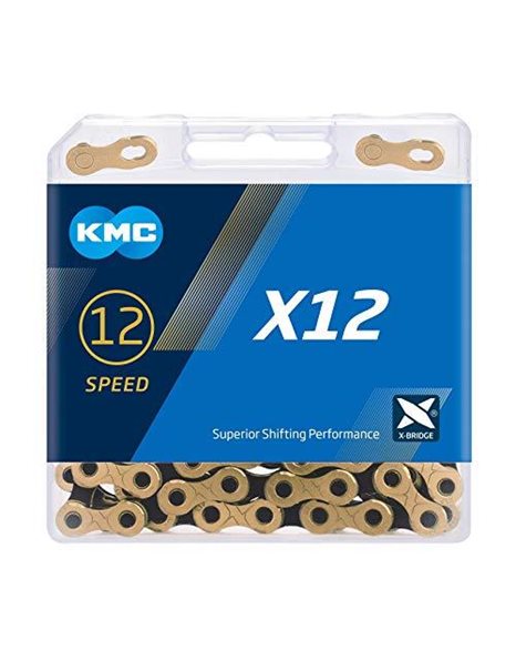 KMC X12 12 Speed Chain, Ti-N Gold/Black, 126 Link