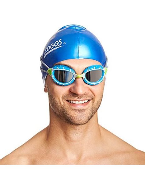 Zoggs Predator Adult Swimming Goggles, UV protection swim goggles, Pulley Adjust Comfort Goggles Straps, Fog Free Swim Goggle Lenses, Zoggs Goggles Adults Ultra Fit, Smoke Tinted, Green/Blue, Small