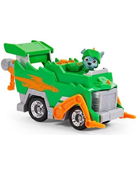 PAW PATROL Rescue Knights Rocky Transforming Toy Car with Collectible Action Figure, Kids’ Toys for Ages 3 and up
